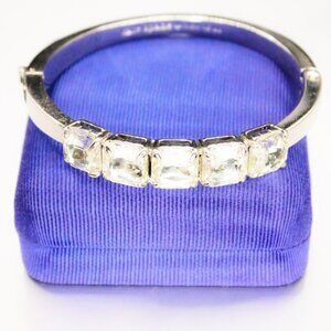Kate Spade Squared Away Crystal Hinged Bracelet Silver Tone GLAMOROUS